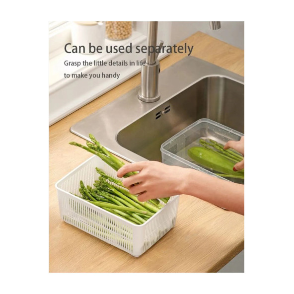 Superpup Süzgeçli Organizer Buzdolabı Düzenleyici Ve Taze Ürün Saklama Kabı 2 Lİ SET 5 LT - 3