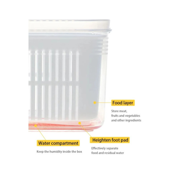 Superpup Süzgeçli Organizer Buzdolabı Düzenleyici Ve Taze Ürün Saklama Kabı 2 Lİ SET 5 LT - 4