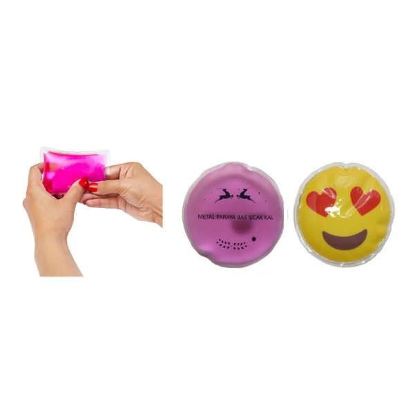 KALP EMOJİ PEMBE CEYLAN CEP SOBASI,EL ISITICI,2 ADET SICAK SU TORBASI PVC  9cm - 2