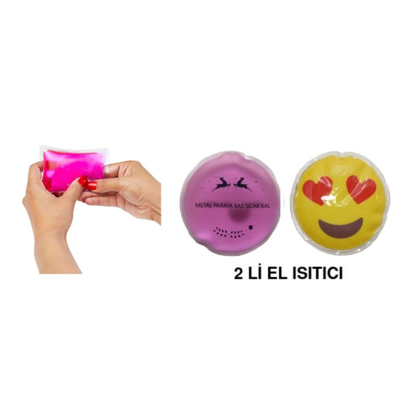 KALP EMOJİ PEMBE CEYLAN CEP SOBASI,EL ISITICI,2 ADET SICAK SU TORBASI PVC  9cm - 3