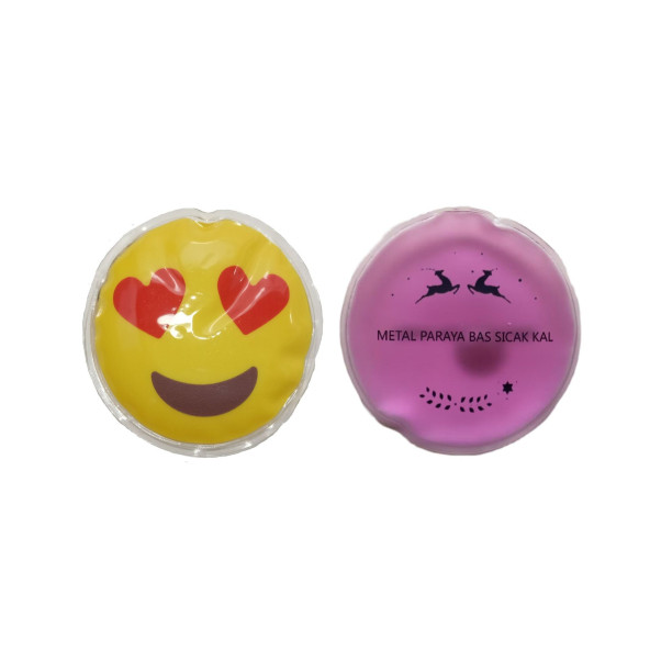 KALP EMOJİ PEMBE CEYLAN CEP SOBASI,EL ISITICI,2 ADET SICAK SU TORBASI PVC  9cm - 4