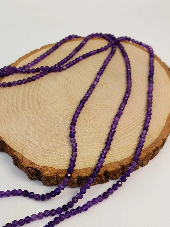 Ametist Taşı Dizi Faset Kesim 4mm (45440) - Resim 3