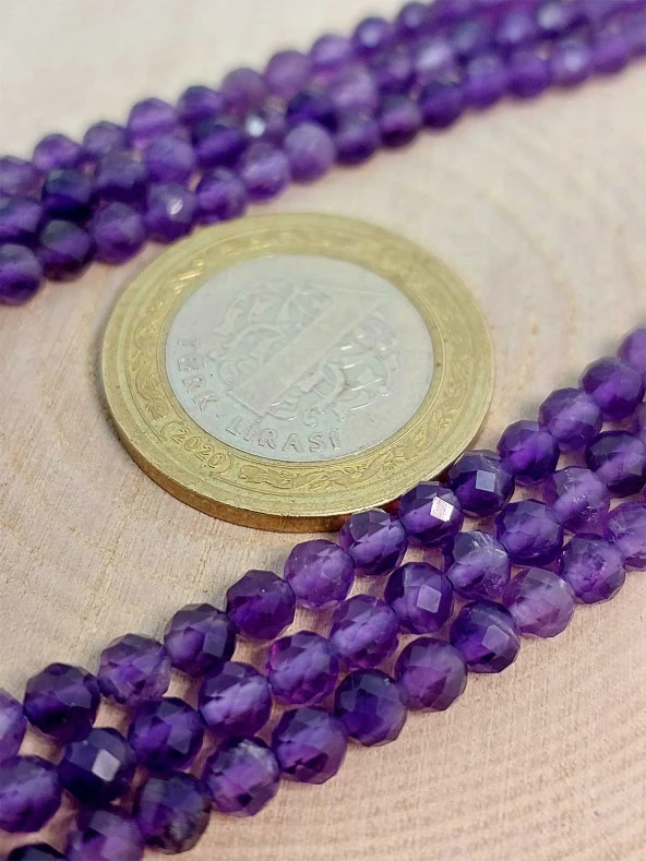 Ametist Taşı Dizi Faset Kesim 4mm (45440) - Resim 2