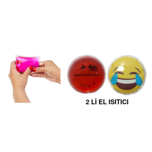 GÜLEN EMOJİ KIRMIZI CEYLAN CEP SOBASI,EL ISITICI,2 ADET SICAK SU TORBASI PVC  9cm - 3