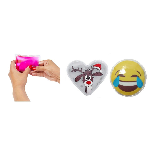 GÜLEN EMOJİ BEYAZ GEYİK CEP SOBASI,EL ISITICI,2 ADET SICAK SU TORBASI PVC  9cm - 2