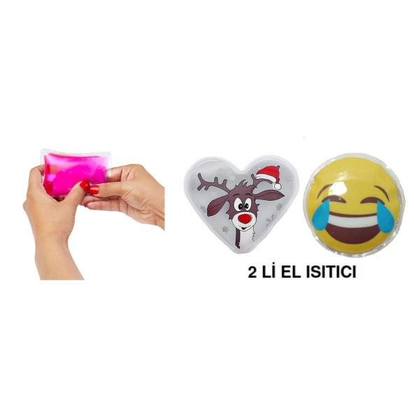 GÜLEN EMOJİ BEYAZ GEYİK CEP SOBASI,EL ISITICI,2 ADET SICAK SU TORBASI PVC  9cm - 3