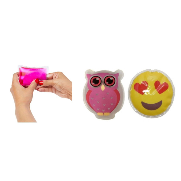 KALP EMOJİ PEMBE BAYKUŞ CEP SOBASI,EL ISITICI,2 ADET SICAK SU TORBASI PVC  9cm - 2