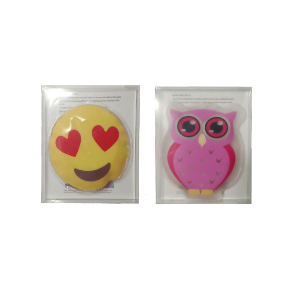KALP EMOJİ PEMBE BAYKUŞ CEP SOBASI,EL ISITICI,2 ADET SICAK SU TORBASI PVC  9cm - 6