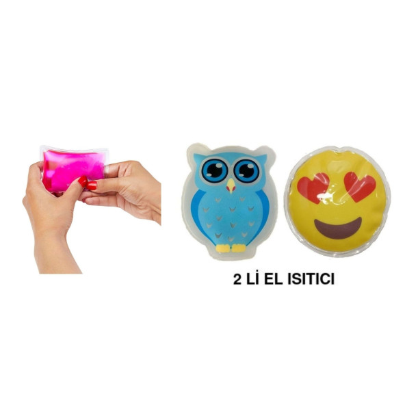 KALP EMOJİ MAVİ BAYKUŞ CEP SOBASI,EL ISITICI,2 ADET SICAK SU TORBASI PVC  9cm - 3
