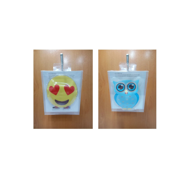 KALP EMOJİ MAVİ BAYKUŞ CEP SOBASI,EL ISITICI,2 ADET SICAK SU TORBASI PVC  9cm - 7