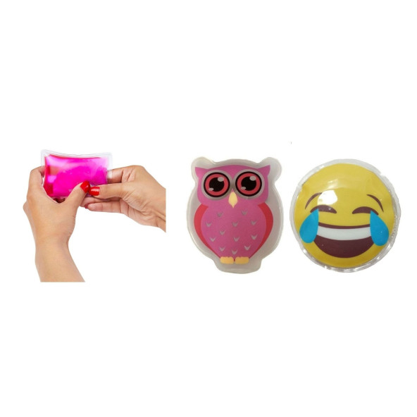 GÜLEN EMOJİ PEMBE BAYKUŞ CEP SOBASI,EL ISITICI,2 ADET SICAK SU TORBASI PVC  9cm - 2