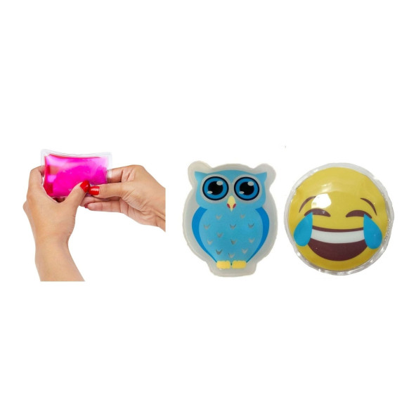 GÜLEN EMOJİ MAVİ BAYKUŞ CEP SOBASI,EL ISITICI,2 ADET SICAK SU TORBASI PVC  9cm - 2