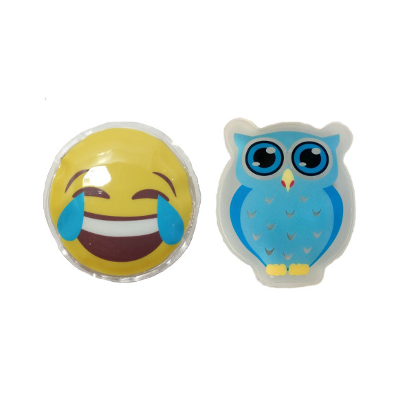 GÜLEN EMOJİ MAVİ BAYKUŞ CEP SOBASI,EL ISITICI,2 ADET SICAK SU TORBASI PVC  9cm - 4