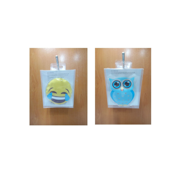 GÜLEN EMOJİ MAVİ BAYKUŞ CEP SOBASI,EL ISITICI,2 ADET SICAK SU TORBASI PVC  9cm - 7
