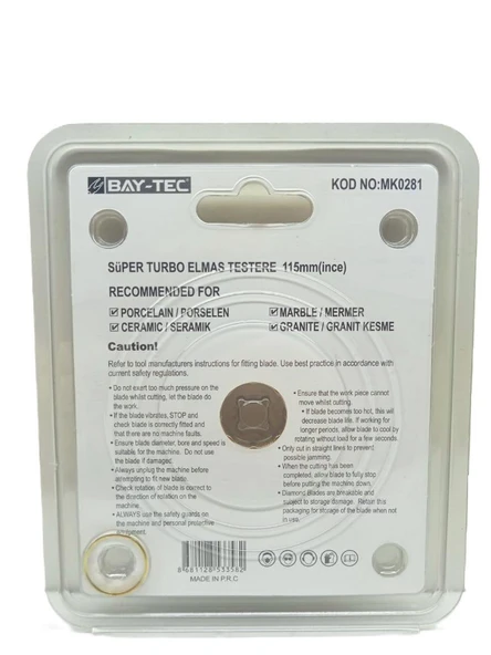 Bay-Tec MK0281 Süper Turbo Elmas Testere Kesici Disk 115 mm İnce - 3