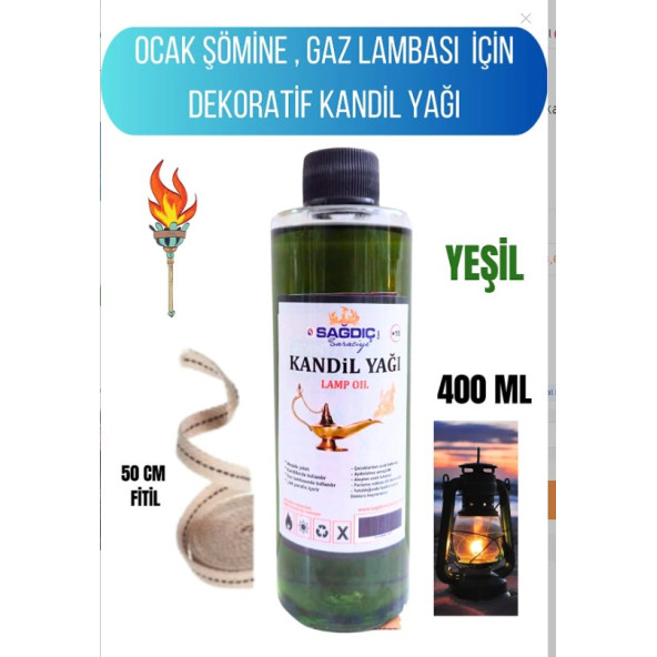 Sağdıç Saraciye Kandil Yağı Kokusuz Dumansız Iç Mekan Kandil Sıvısı 400ml +50cm Fitil kndlsagdc01 - 4