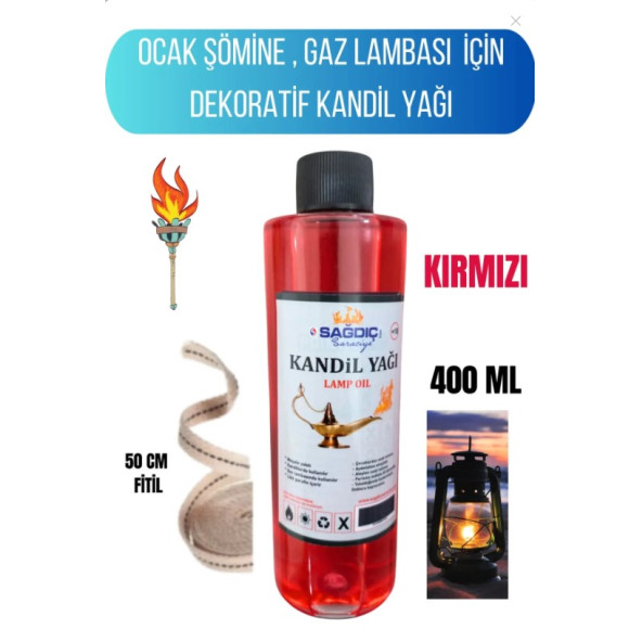 Sağdıç Saraciye Kandil Yağı Kokusuz Dumansız Iç Mekan Kandil Sıvısı 400ml +50cm Fitil kndlsagdc01 - 6