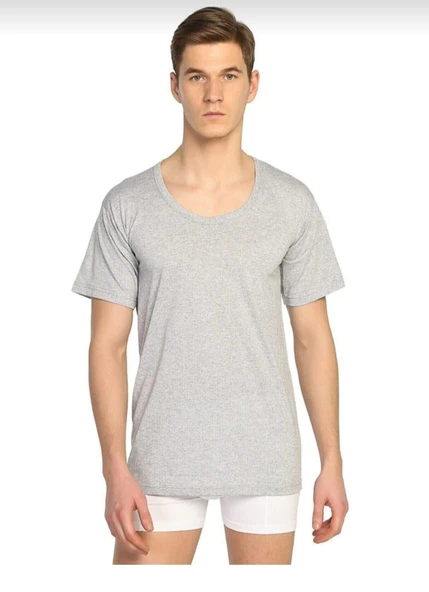 SEHER YILDIZI 0002 ERKEK BİSİKLET YAKA FANİLA 12 ADET  L MAVİ - Resim 2