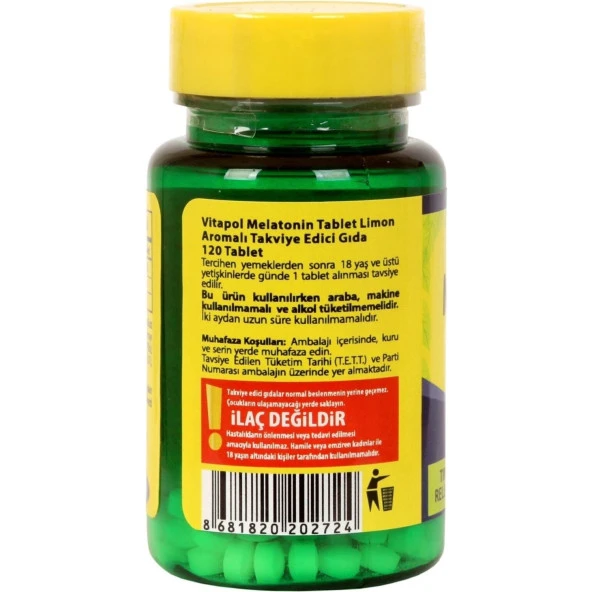 Vitapol Melatonin Time Release 3 Mg 120 Tablet Yavaş Salınımlı Limon Aromalı - 4