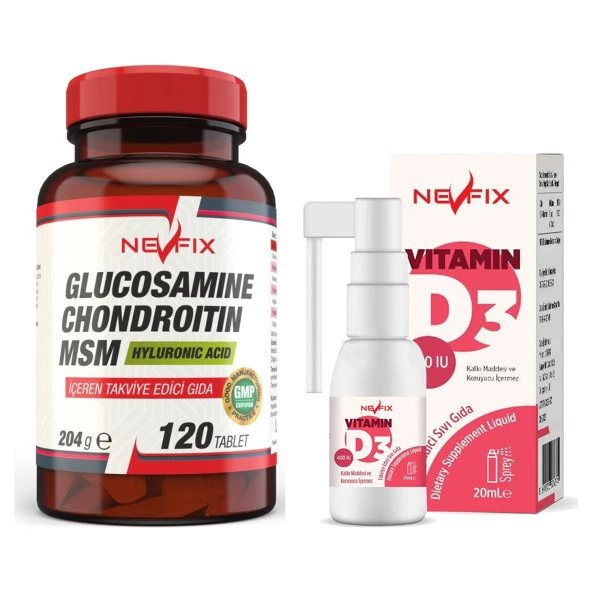 Nevfix Glucosamine Chondroitin Msm 120 Tablet   Vitamin D3 400 Iu 20 ml Sprey (Sıvı)