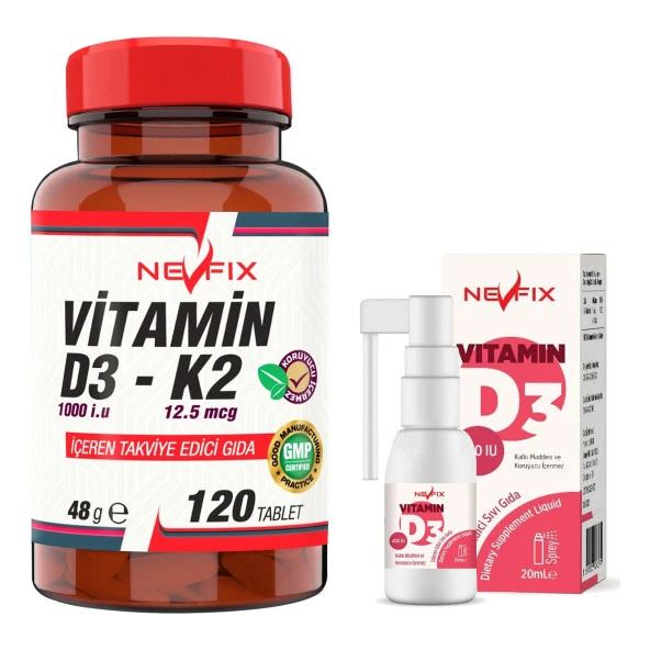 Nevfix Vitamin D3 Sıvı Nevfix Vitamin D3-K2 120 Tablet