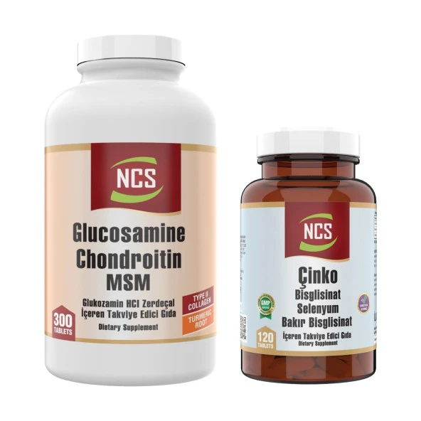 Ncs Zinc Çinko Bisglisinat Selenyum Bakır 120 Tablet+Glucosamine Chondroitin Msm 300 Tablet