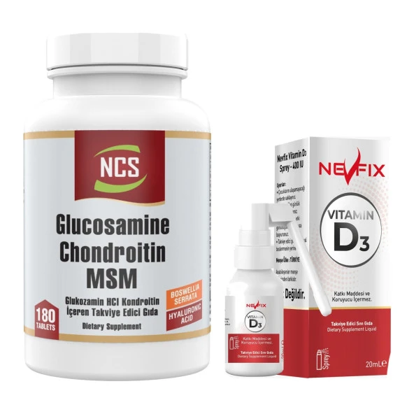 Ncs Glucosamine Chondroitin Msm Hyaluronic Acid Bosvella 180 Tablet   Nevfix Vitamin D3 Sıvı Sprey