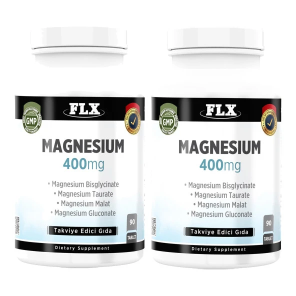 FLX Magnezyum Magnesium Elementleri Complex 400 Mg 2 Kutu 90 Tablet