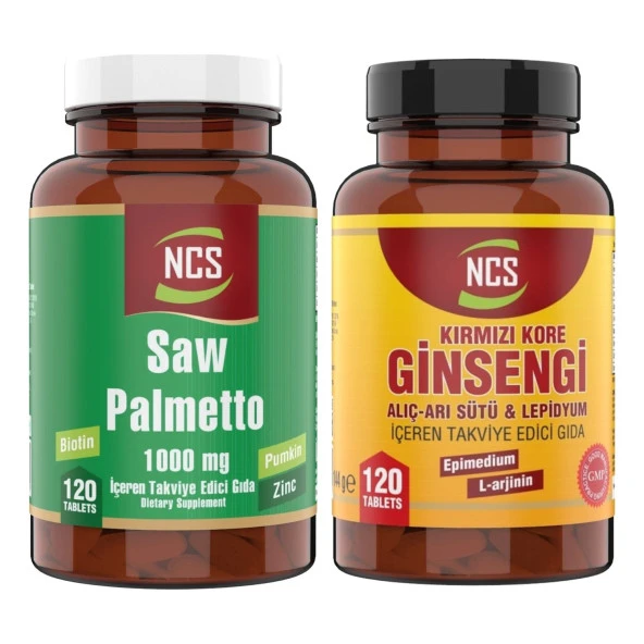 Ncs Saw Palmetto 1000 Mg Pumpkin Biotin Zinc Complex   Red Ginseng 120 Tablet Alıç Arı Sütü L Arginin Erkeklere Özel Formül