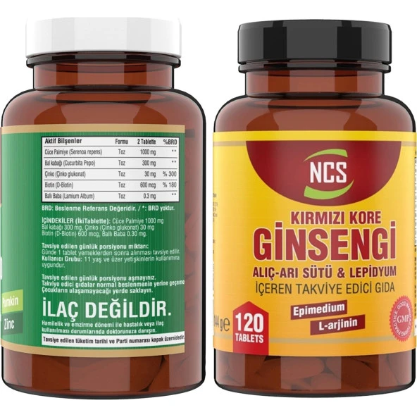 Ncs Saw Palmetto 1000 Mg Pumpkin Biotin Zinc Complex   Red Ginseng 120 Tablet Alıç Arı Sütü L Arginin Erkeklere Özel Formül - 4