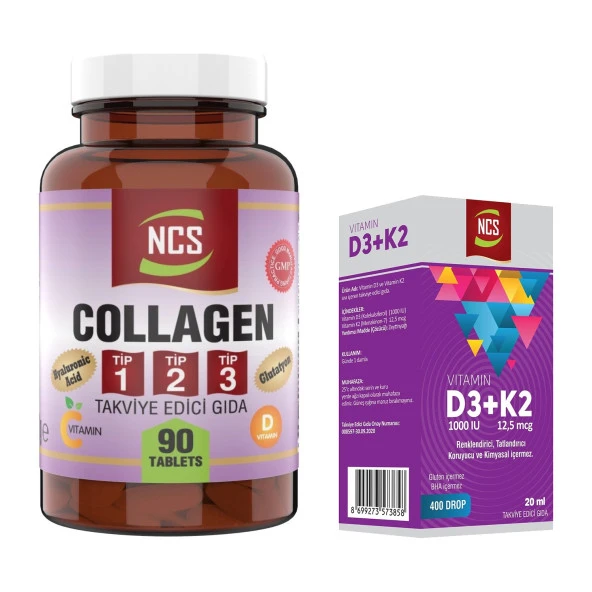 Ncs Collagen 1000 Mg Tip 1 - 2 - 3 Glutatyon Vitamin C &ndash E &ndashd 90   Vitamin D3 + K2 Damla 20 ml