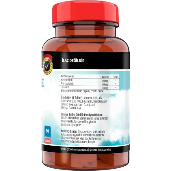 FLX Koenzim Alfa Lipoik Asit L-Karnitin Coenzyme Q10 60 Tablet - Resim 2
