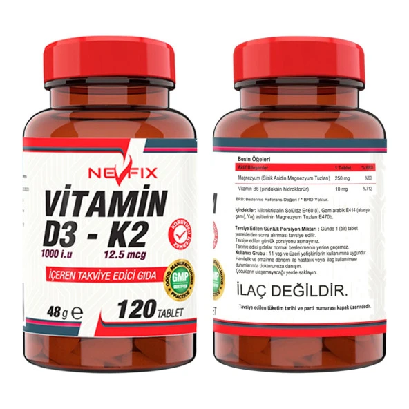 Nevfix Collagen 1000 Mg Hyaluronic Acid Vitamin C 90 Tablet   Nevfix Vitamin D3-K2 120 Tablet - 3