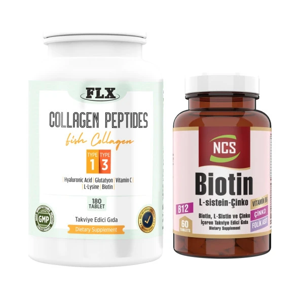 Balık Kollajeni Tip 1-3 Collagen 180 Tablet+Biotin 60 Tablet