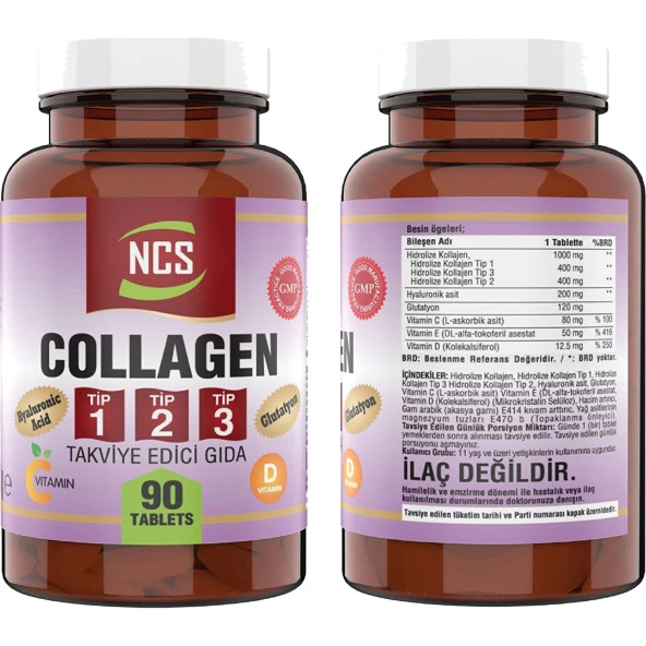 Nevfix Collagen Type (Tip) 1-2-3 Hyaluronic Acid Vitamin C Glutatyon 90 Tablet    Nevfix Vitamin D3-K2 120 Tablet - Resim 3