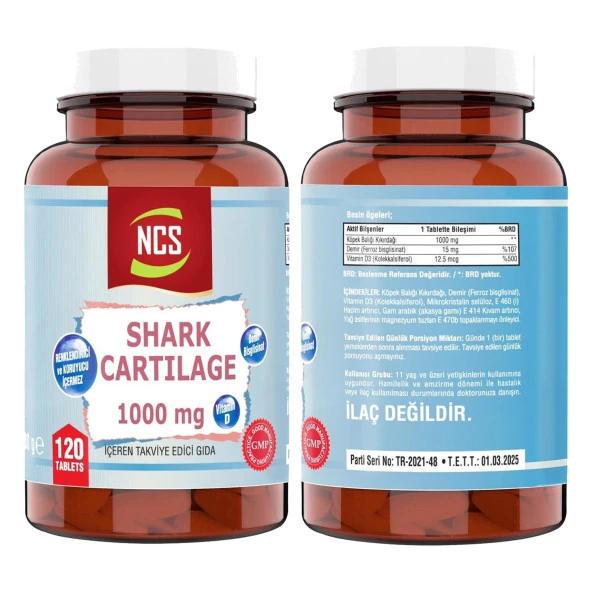 Ncs Shark Cartilage Demir Vitamin D3 1000 Mg 120 Tablet +Collagen - 3