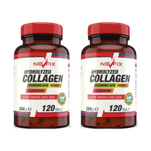 Nevfix Hydrolyzed Collagen Hyluronic Acid Vitamin C Glutathione (2 Kutu) 120 Tablet Acid