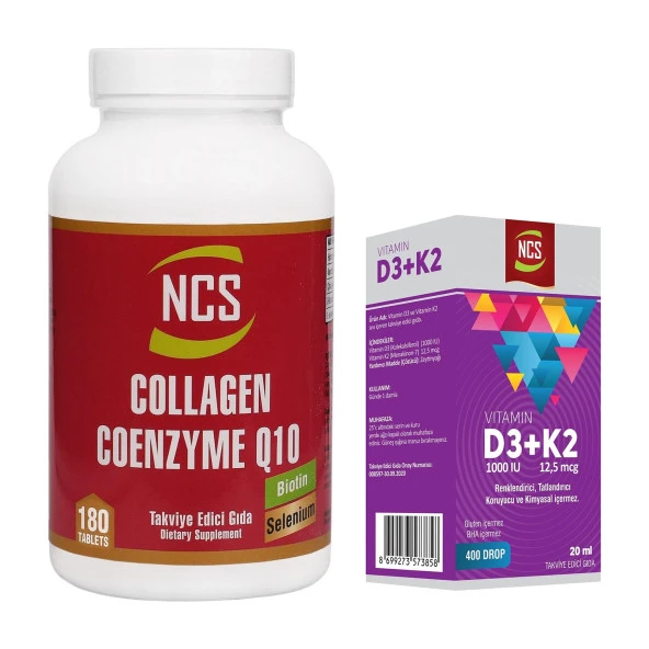 Ncs Collagen 2000 Mg Coenzyme Q10 200 Mg Selenium Çinko Biotin 180 Tablet   Vitamin D3 + K2 Damla 20 ml