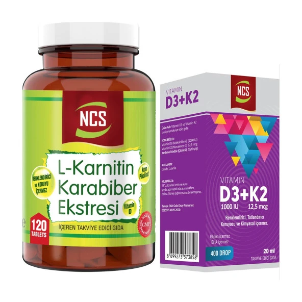 Karabiber Extreli L-Carnitine 120 Tablet+Vitamin D3 K2 20 ml