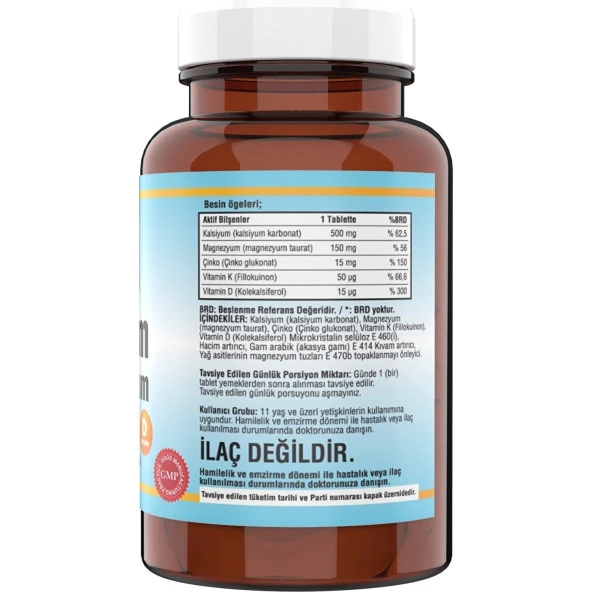 Ncs Calcium Magnesium Çinko D k Kalsiyum Vitamin 120 Tablet - 2