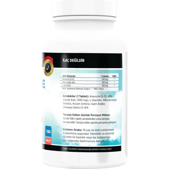 Flx nbspcoenzyme Q10 L-Carnitine Cla 180 Tablet Nevfix Vitamin D3 400 Iu 20 ml - 3