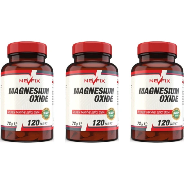 Nevfix Magnesium Oxide Magnezyum 250 Mg (3 Kutu)120 Tablet
