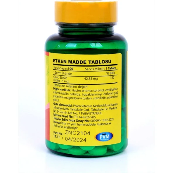 Vitapol Çinko Sülfat 15 Mg 100 Tablet Zınc - 2