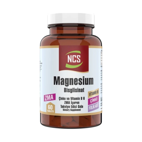 Ncs Zma Magnesium Bisglisinat 60 Tablet Çinko Folic Acid Vitamin B 6