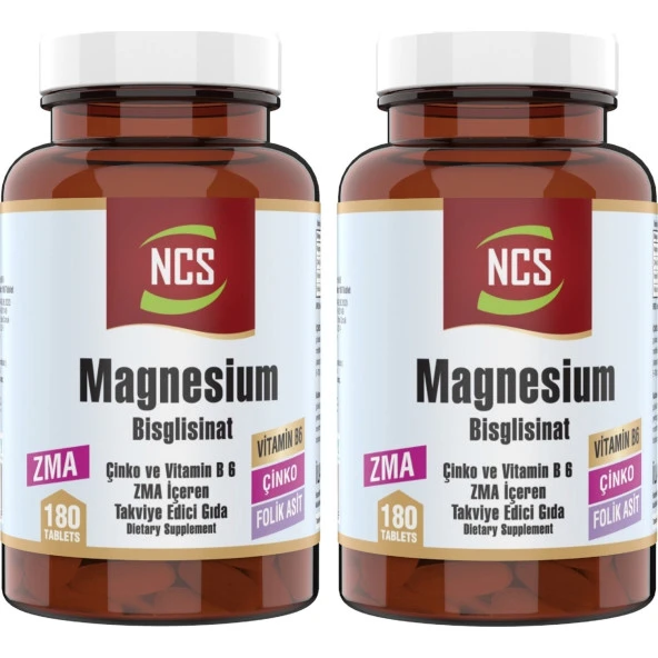 Ncs Magnesium Bisglisinat 2 Kutu 360 Tablet Çinko Folic Acid Vitamin B 6 Magnezyum