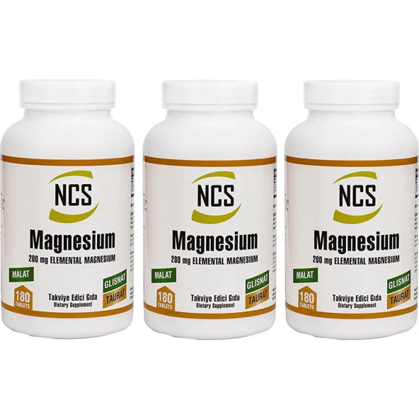 Ncs Magnesium 200 Mg Malat Taurat Glisinat 180 Tablet x 3 Adet ürün görseli