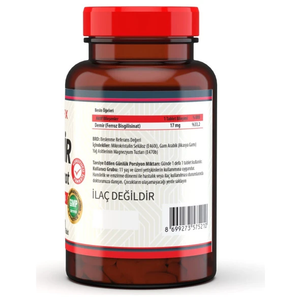 Nevfix Demir Bisglisinat 17 Mg 120 Tablet Iron - Resim 2