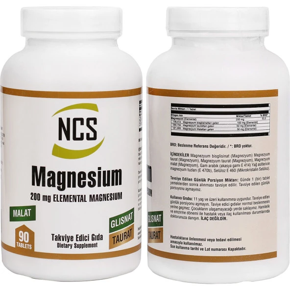 Ncs Magnesium 200 Mg Malat Taurat Glisinat 90 Tablet     Coenzyme Q10 Biotin Zinc Selenium Hidrolize Collagen 30 Tablet - Resim 2