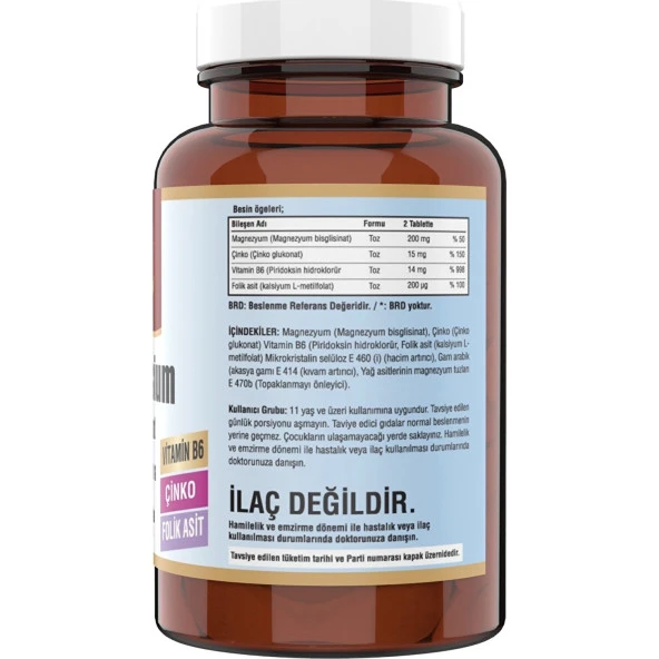 Ncs Magnesium Bisglisinat 3 Kutu 540 Tablet Çinko Folic Acid Vitamin B 6 Magnezyum - Resim 3