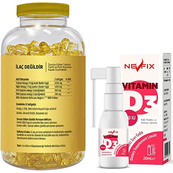 Flx Omega 3 180 Softgel  Nevfix Vitamin D3 Sıvı 20 ml - Resim 2